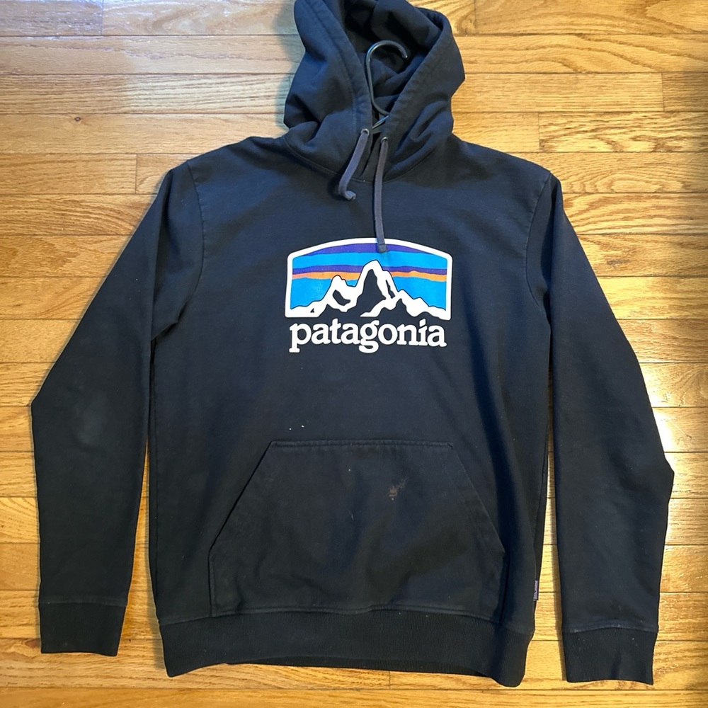 Patagonia Men's Black Hoodie with Logo